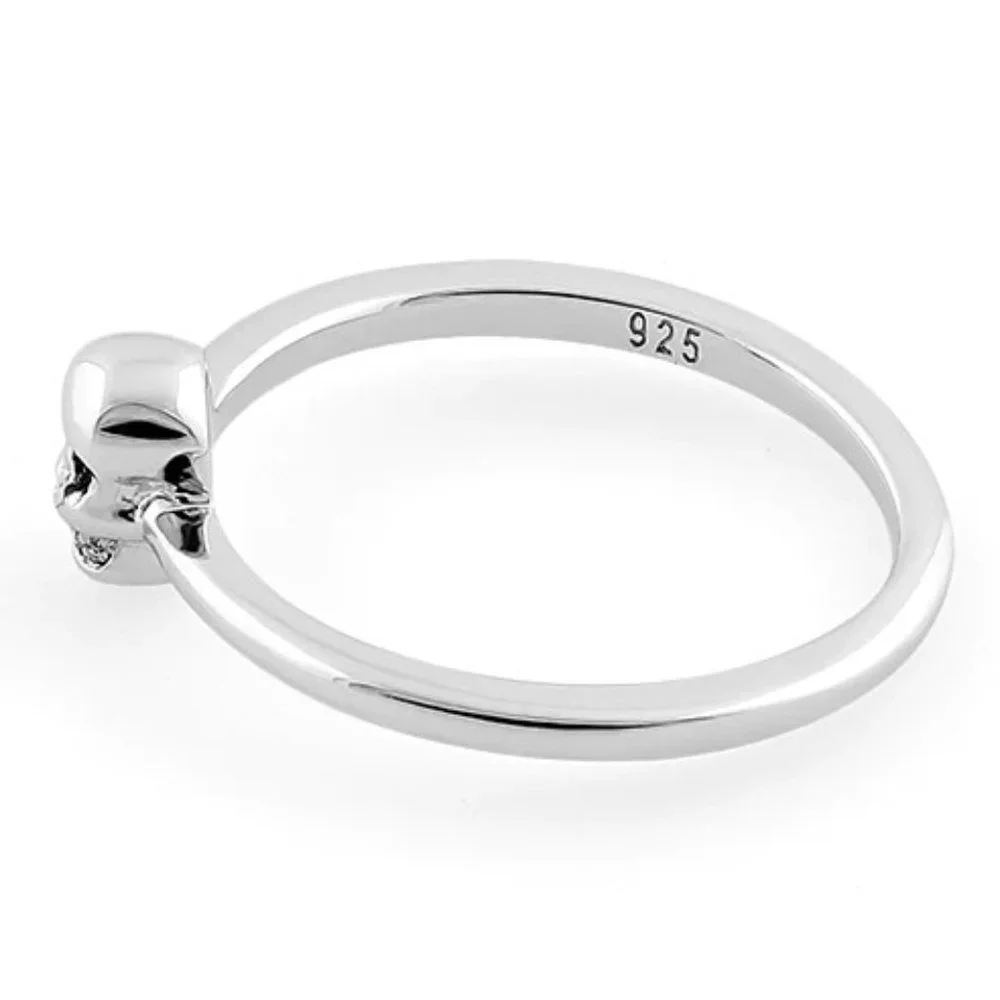 925 STERLING SILVER Dainty Phantom Skull Ring Goth Punk - Picture 13 of 14